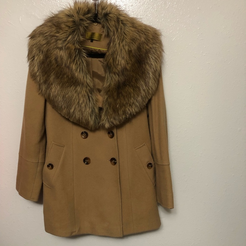 Nicole Miller Double Breasted Faux Fur Coat
